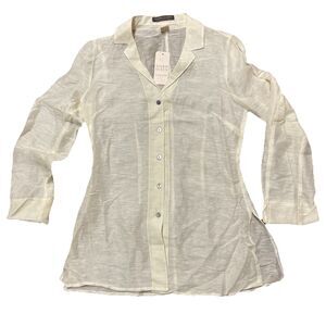 NWT Sigrid Olsen Women’s Blouse XS Silk Linen Button Up Sheer Catalina Cruise